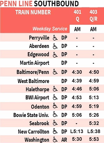 Train 401 schedule